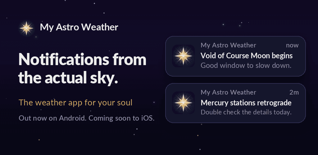 My Astro Weather: when the sky shifts, you'll know. Out now on Google Play.